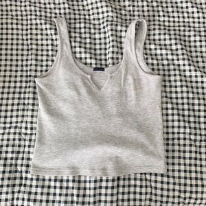 Grey ribbed brandy tank top